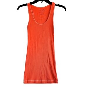 American Eagle Women's Orange Ribbed Boyfriend Tank Top Size Small Y2K